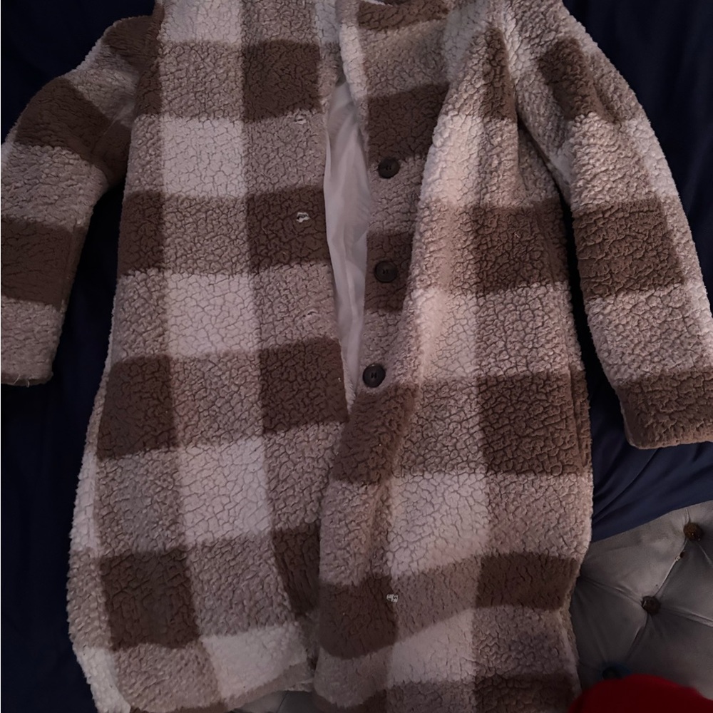 Cozy Plaid Sherpa Coat with Buttons